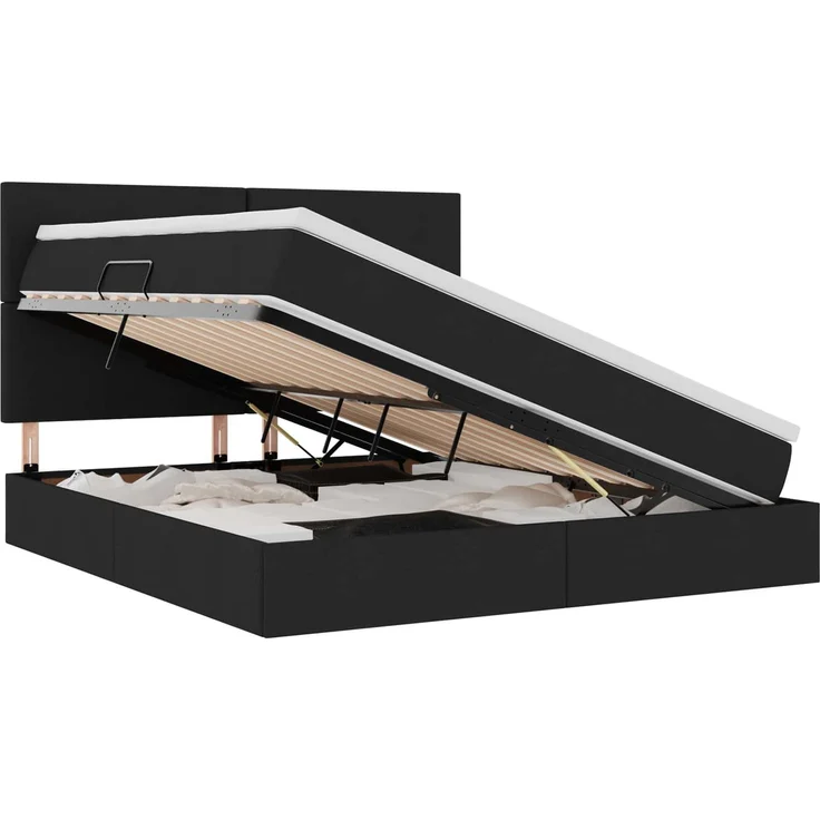 vidaXL LED-Speicherbett mit Matratze Schwarz 160 x 200 cm Stoff 3372365 – Bild 2