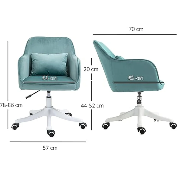 Vinsetto Massage-Drehstuhl, grüner Bürostuhl mit Lendenkissen und USB-Vibrationsfunktion, 70x86x57 cm – Bild 3