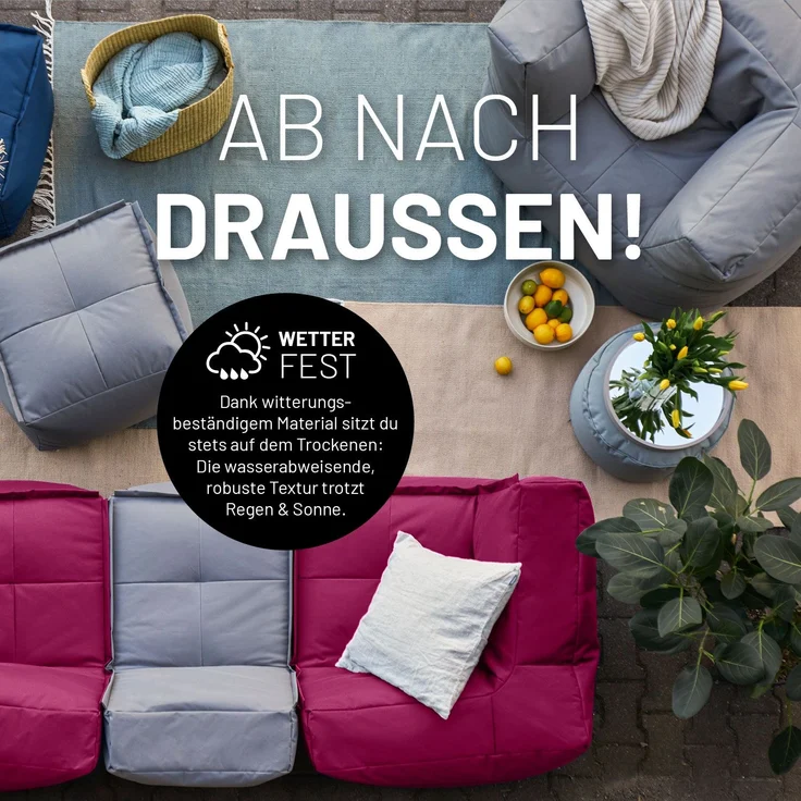 Lumaland Sitzsack-Sofa, Polyester, Eckteil, Rotwein, 70 x 81 x 81 cm – Bild 6