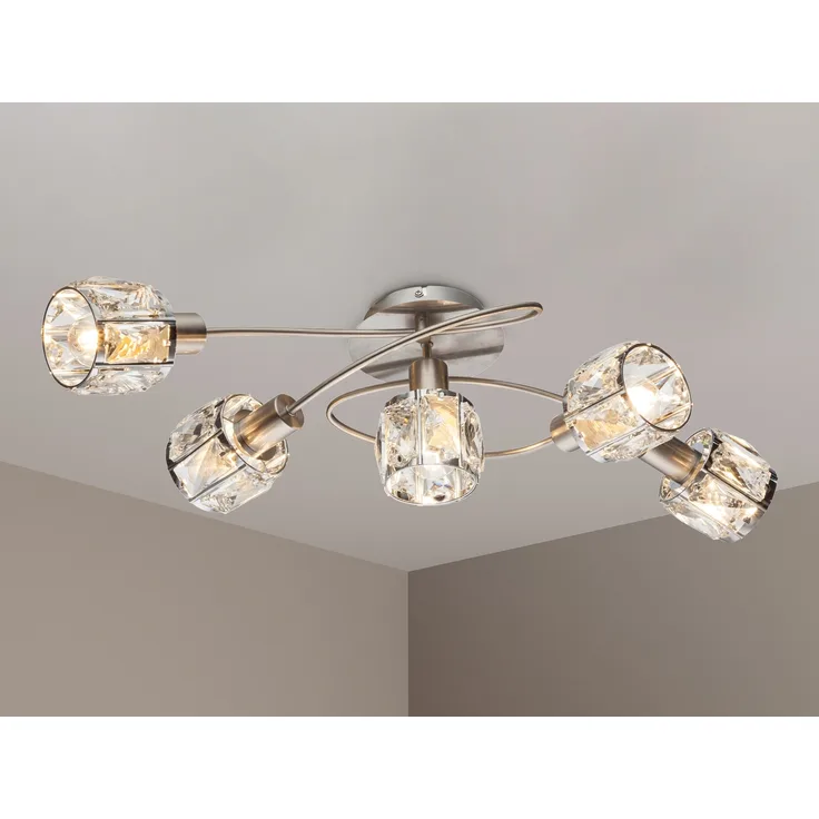 Deckenleuchte, Glaskristalle klar, Chrom, KRIS