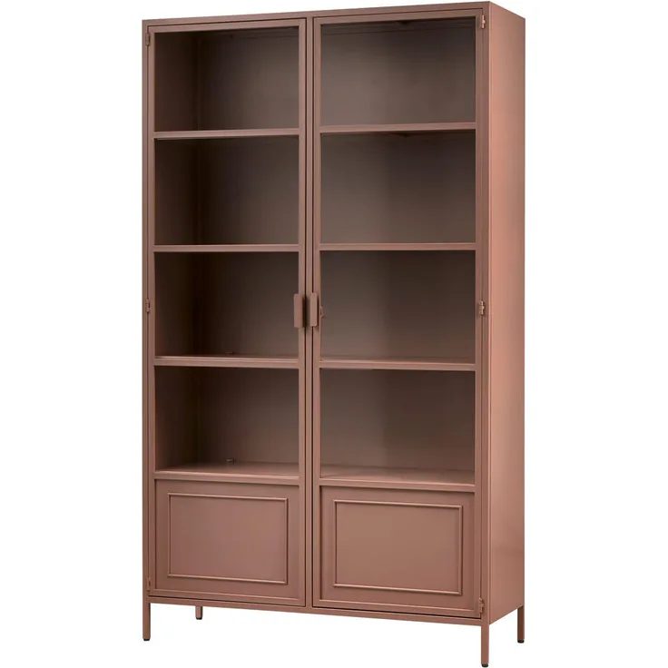 Livetastic Vitrine Ronja, braun, Metall, 4 Fächer, 110x189x43 cm, mit Drehtüren
