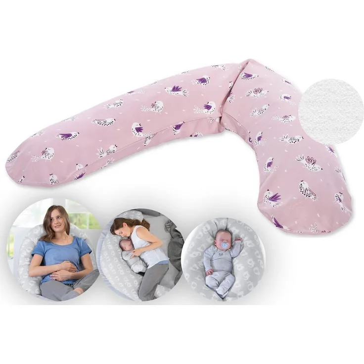 Theraline Stillkissen "Das Komfort" mit Microperlenfüllung inkl. Bezug 180 cm 179 Vöglein rosé
