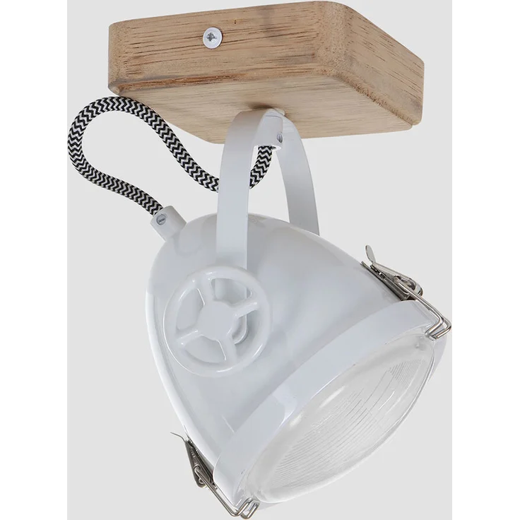 LED Deckenleuchte, Holz, weiß, Spot beweglich, H 18 cm – Bild 5