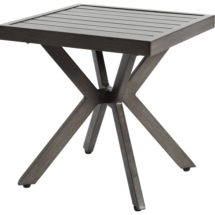 Abrihome Beistelltische Aluminium quadratisch wetterfest, Braun, 47x45x45 cm – Bild 3