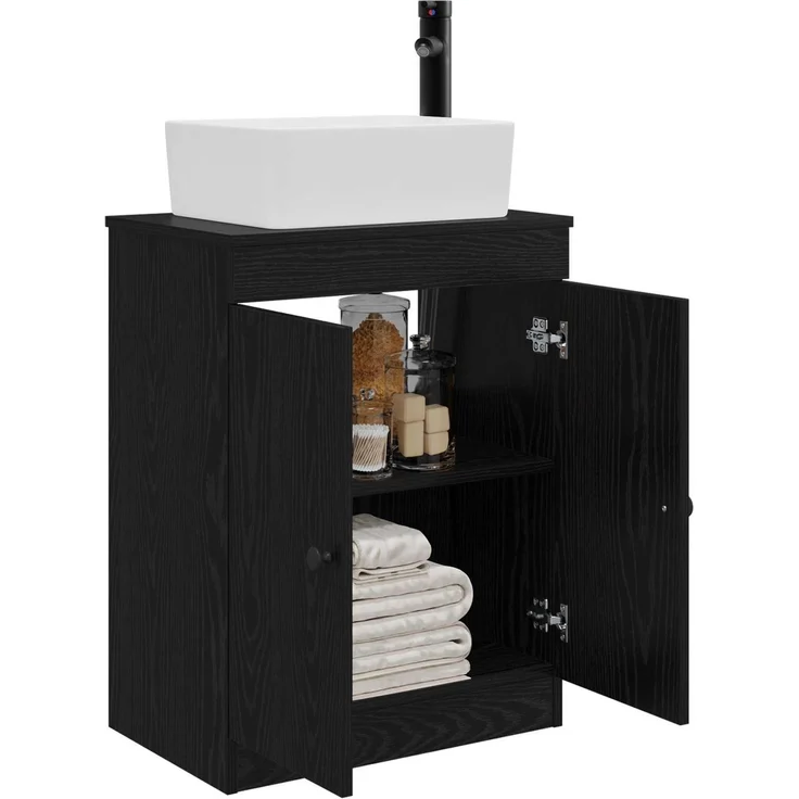vidaXL Waschbeckenschrank Schwarz 54 x 35 x 100 cm Holzwerkstoff 890131 – Bild 3