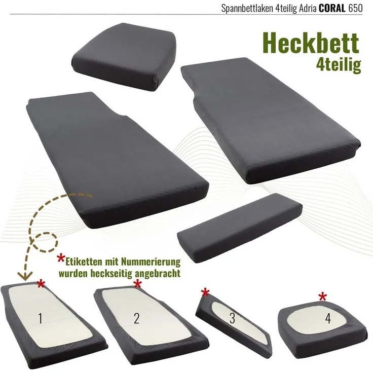 BLACK FOREST FOX Spannbettlaken Spannbettlaken Adria Supreme 670 SL, DL, AXESS 650 SL OEKO-TEX® Grau, Baumwolle, Gummizug: rundum, OEKO-TEX® Standard 100, Zertifikatnummer IW 00270 – Bild 1
