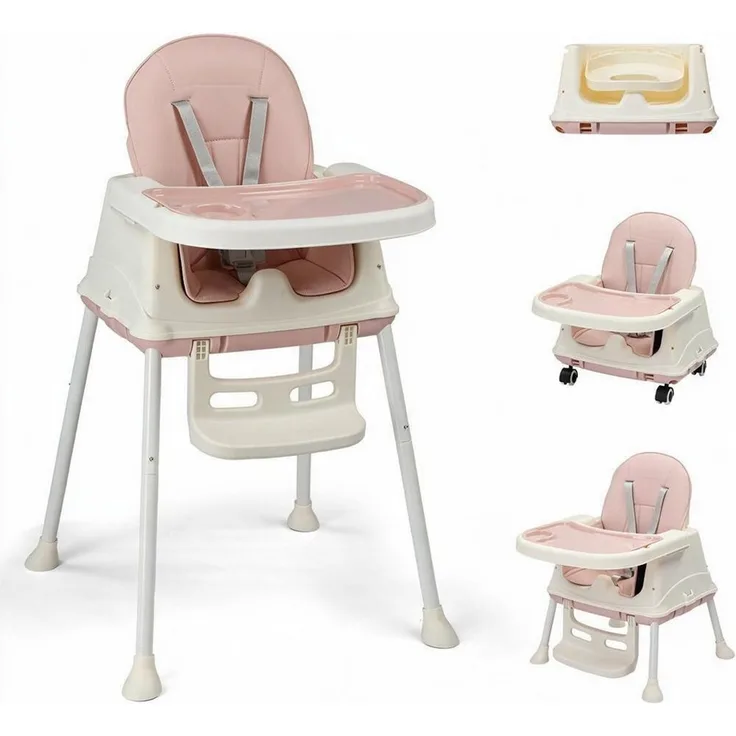 LALAHO Kinderstuhl Baby 4-in-1 Kinderhochstuhl - Abnehmbar Esszimmerstuhl, Kinderwagen - Mitwachsstuhl und Babystuhl Höhenverstellbar