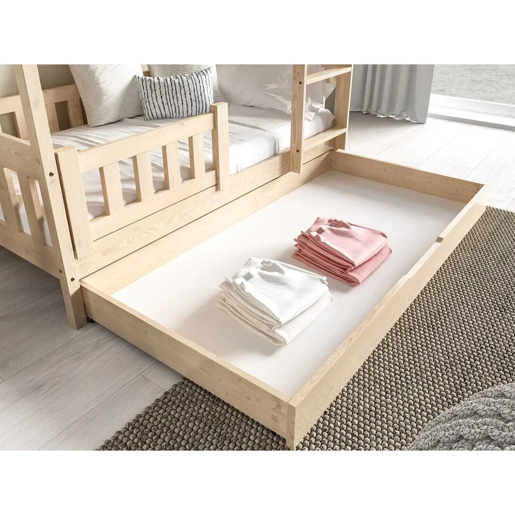 Jerpax Kinderbett mit Matratze und Schublade Holzbett, Einzelbett für Kinder ZOSIA, Grau, 80x190 cm – Bild 3