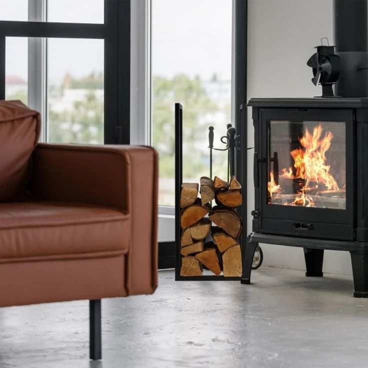 Relaxdays Schwarzes Kaminholzregal aus Metall – Bild 2