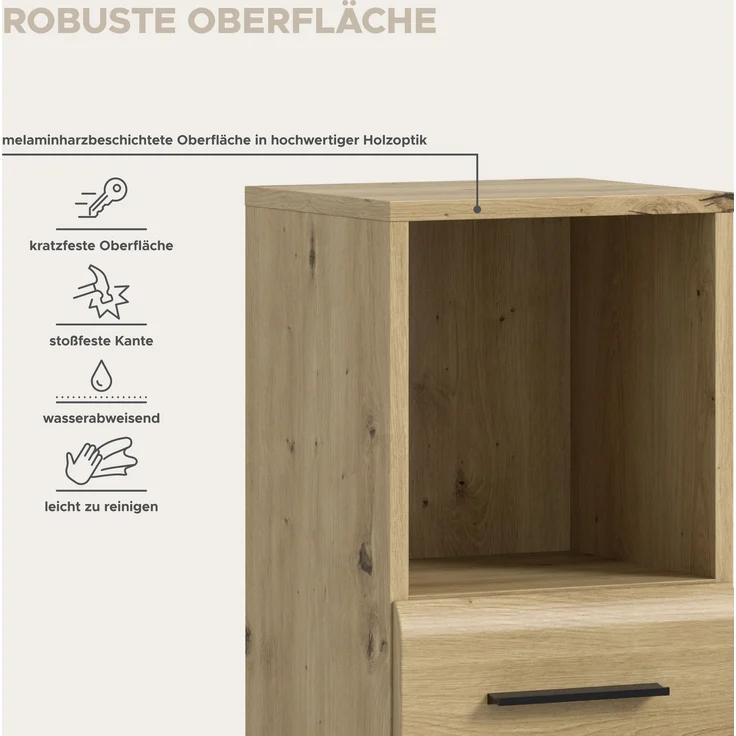 Standschrank hoch (B/H/T: 30x110x30 cm) in Artisan Oak Nachbildung und Artisan Oak Nachbildung – Bild 9