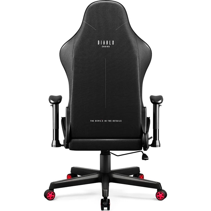 Diablo Gamer Stuhl Stoff | Gaming Stuhl Ergonomisch mit Stoffbezug, Verstellbare Armlehnen, Kippmechanismus | Schreibtischstuhl Gaming, Bürostuhl Gaming bis zu 136 kg | X-Starter | Schwarz – Bild 11
