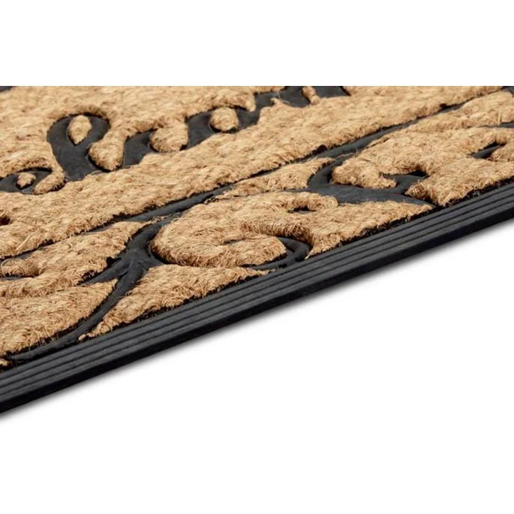 HANSE Home Fußmatte Gummi-Kokos Braided Classic Welcome Ornament, Türmatte, rechteckig, Höhe: 8 mm, Kokos, Gummi, Schmutzfangmatte, Outdoor, Rutschfest, Innen, Kokosmatte – Bild 3