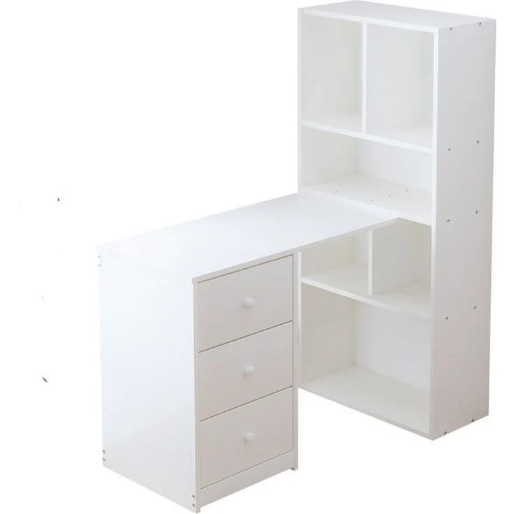STILVORA Hochbett mit Bücherregal,Schreibtisch Ecktisch mit Schubladen&Ablagefächern (mit Bücherregal, 4 Ablagefächer & 3 ausziehbaren Schubladen) 117 × 63 × 135 cm – Bild 4