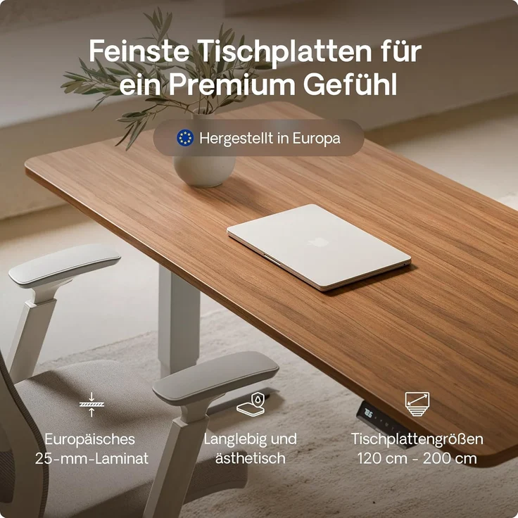 Höhenverstellbarer Schreibtisch - Höhenverstellbar Elektrisch mit Flüsterleisem Dual-Motor & Touchscreen - Hohe Tragfähigkeit - Stehtisch von Desktronic, Grau + Nussbaum, 160x80 cm – Bild 8