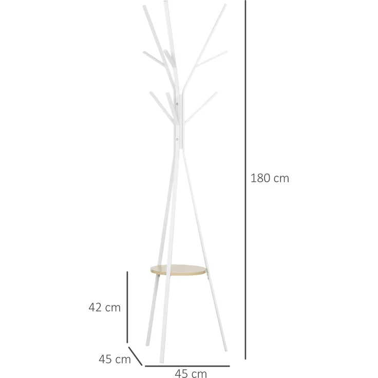 Garderobenständer 45 x 45 x 180 cm aus Metall mit MDF-Ablage, 8 Haken – Bild 3