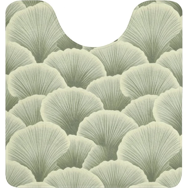 OnlyWow WC-Vorleger Fächer - Blatt - Grün, Höhe 10 mm, Polyester, U-Form, Vorleger mit Ausschnitt, Toilettenvorleger, Toilettenteppich – Bild 1