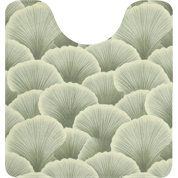OnlyWow WC-Vorleger Fächer - Blatt - Grün, Höhe 10 mm, Polyester, U-Form, Vorleger mit Ausschnitt, Toilettenvorleger, Toilettenteppich