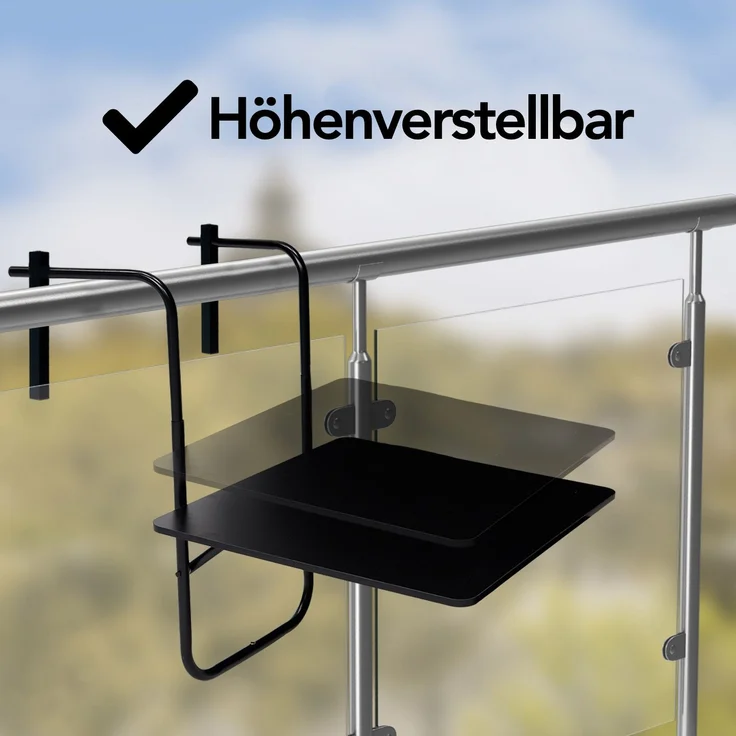 Infinity Goods Balkontisch – klappbar – 60 x 60 cm – verstellbar – hängend – schwarz – Bild 9