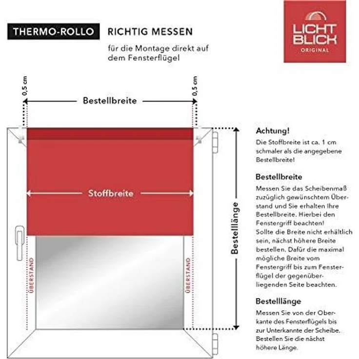 Lichtblick Thermo-Rollo Vancouver 50x150 cm (BxL) Creme Verdunkelnd & Thermofunktion; Klemm- und schraubbar; Energiesparend – Bild 5