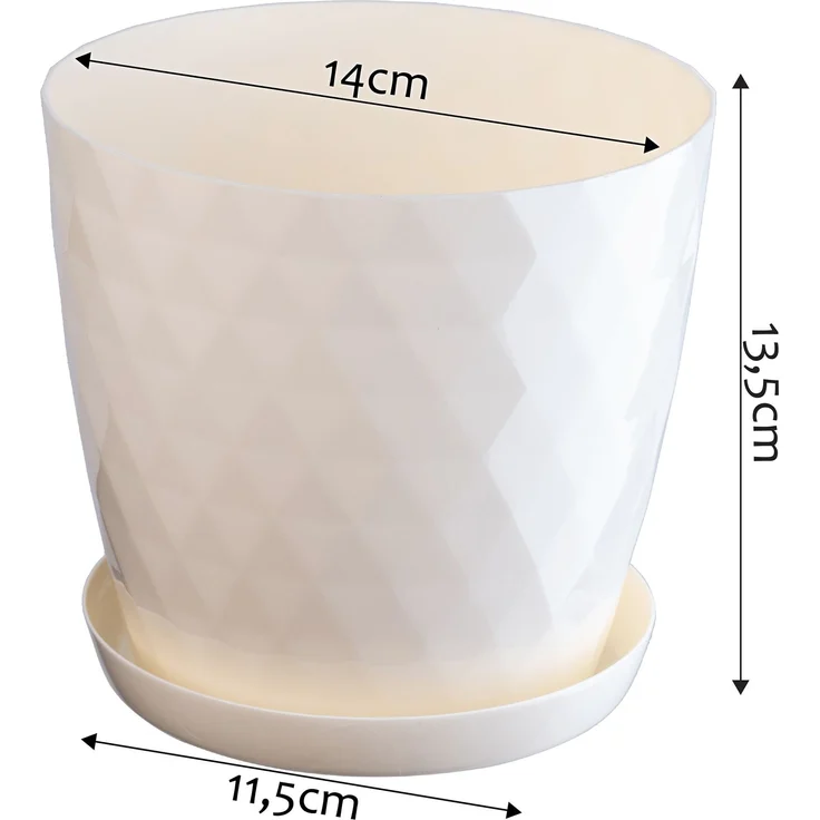 KADAX Kunststoff-Blumentopf mit Ständer, Blumenabdeckung, 14 cm, Creme – Bild 2