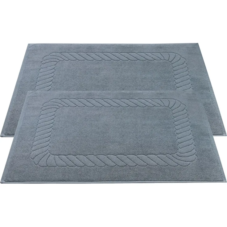 ZOLLNER 2er-Set Badematten, Baumwolle, 50x70 cm, 740g/qm, grau