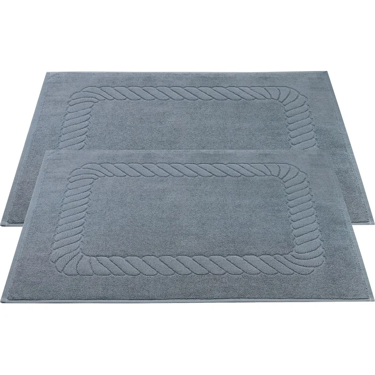 ZOLLNER 2er-Set Badematten, Baumwolle, 50x70 cm, 740g/qm, grau – Bild 1