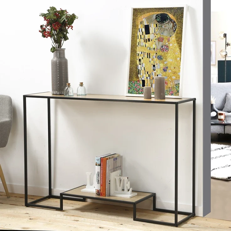 Casâme Moderne Konsole mit 2 Regalebenen im Eiche Dekor L120cm - Holzdekor Eiche – Bild 3