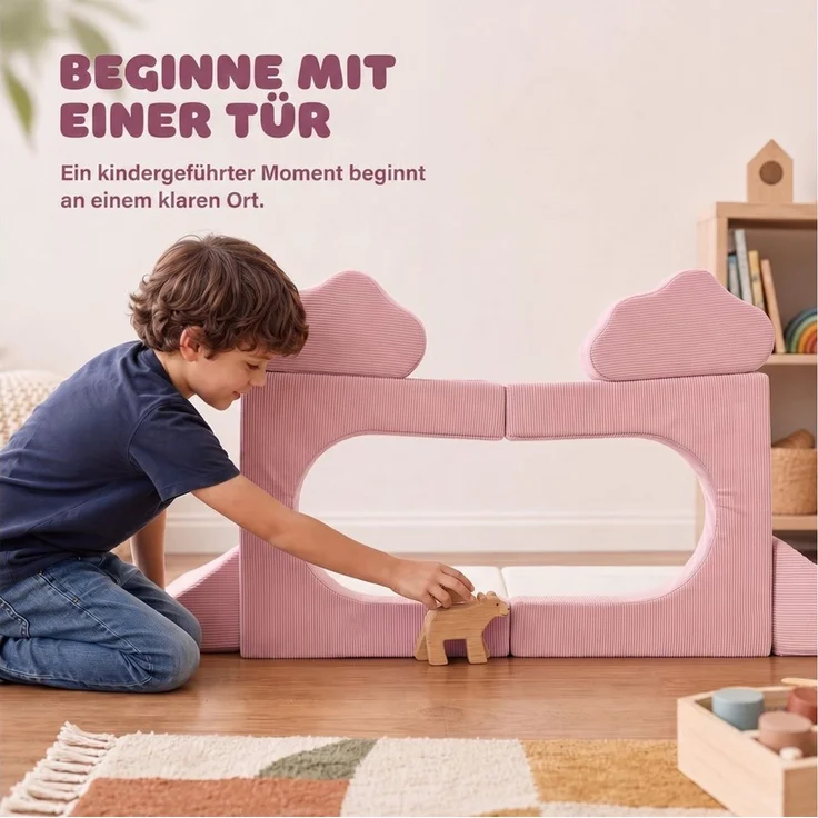 Jiexi Kindersofa Kindersofa Modular Spielsofa aus Cord Stoff Schaumstoff Couch – Bild 2