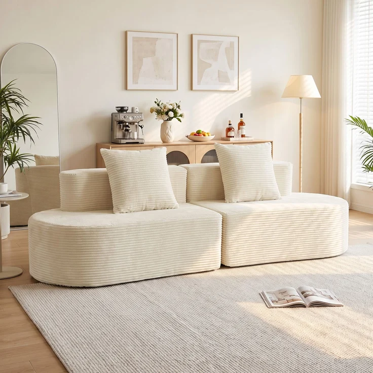 HOMCOM 3-Sitzer-Sofa, Polyester, Schaumstoff, Beige, 245 x 86 x 82 cm – Bild 8