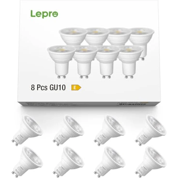 Lepro GU10 LED Warmweiss 6W Lampe, 2700K Warmweiß, 630 Lumen, 38° Abstrahlwinkel, Nicht dimmbar Reflektorlampe, Energiesparendes GU10 LED Leuchtmittel für Wohnzimmer, Küche, Schlafzimmer,8 Stück – Bild 2