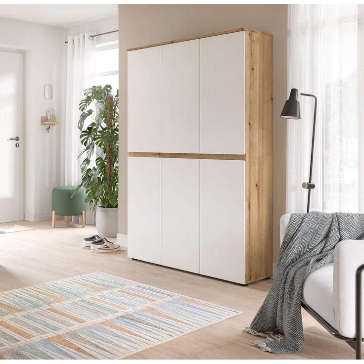 Universalschrank (B/H/T: 105x175x37 cm) in weiß und Evoke Oak Nachbildung – Bild 5