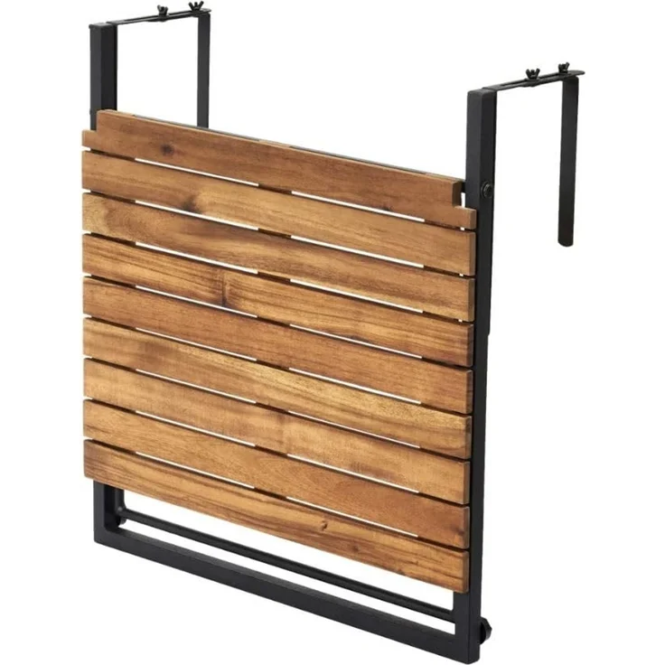 QLS Balkonhängetisch (1-St, 1 Tisch), Klapptisch Hängetisch Beistelltisch Verstellbar Klappbar Akazien Holz – Bild 6