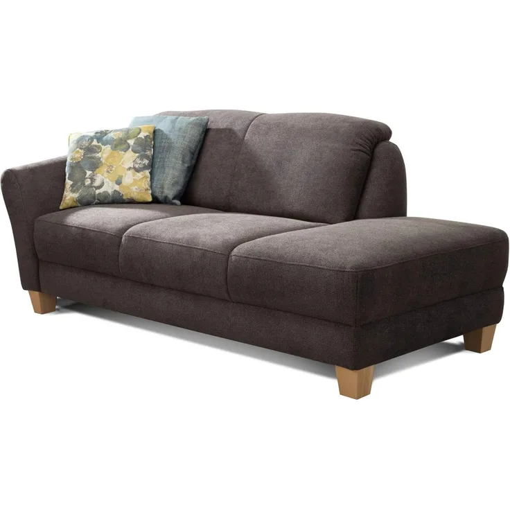 CAVADORE Recamiere Gootlaand, Recamiere mit Federkern und Armteil links im Landhausstil, 194 x 84 x 91, dunkelgrau
