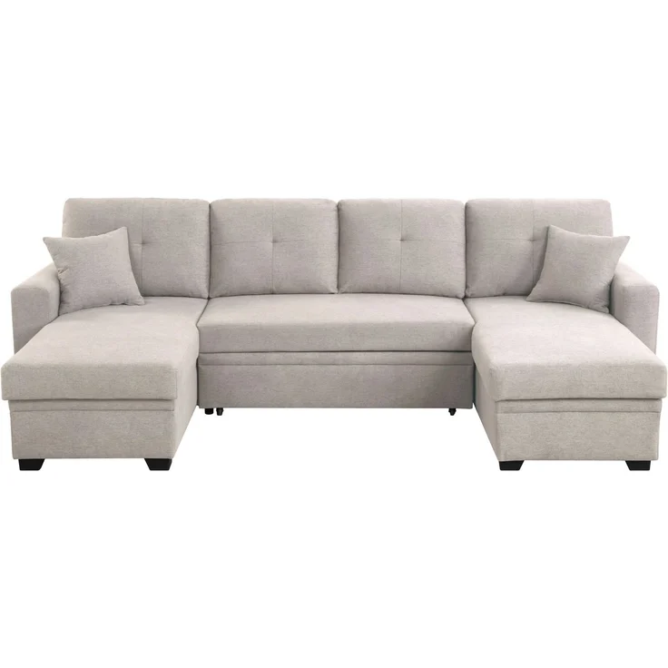 ATLANTIC home collection Wohnlandschaft Gerrit U-Form, Br. 282 cm, mit Bettfunktion, 2 Bettkästen & 2 Zierkissen – Bild 2