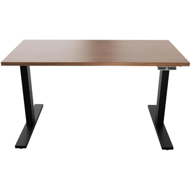 Höhenverstellbarer Schreibtisch E-WonderTech, EWT251406008, Platte 008 Lincoln wallnuss, Gestell 333 schwarz, H 630-1280 x B 1400 x T 600