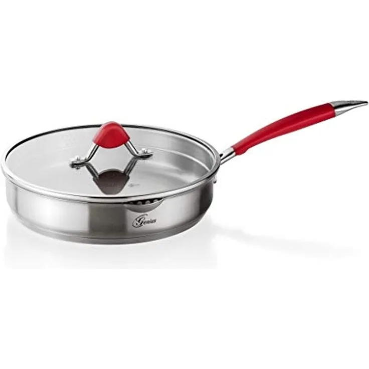Genius - Steelfit Edelstahl Pfanne mit Glasdeckel Ø 24cm