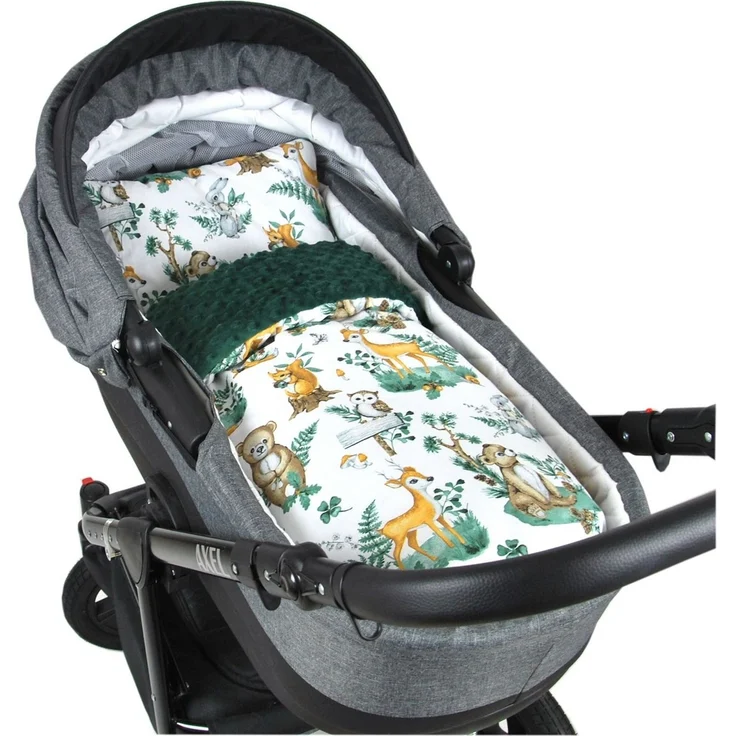 Kinderdecke BABYLUX Babydecke MINKY 2Set Kuscheldecke Decke 75 x 60cm Kinderwagen, BabyLux, MP123 - Grün + Wald Tiere – Bild 1