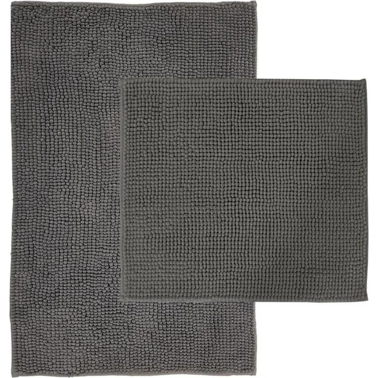 NYVI Badematte Badematten Set 2 teilig Chenille 50x80 Badematte und 45x50 WC-Vorleger, Höhe 20 mm, Polyester, Badezimmerteppich Set - Rutschfest, Saugstark, Schnell Trocknend – Bild 4