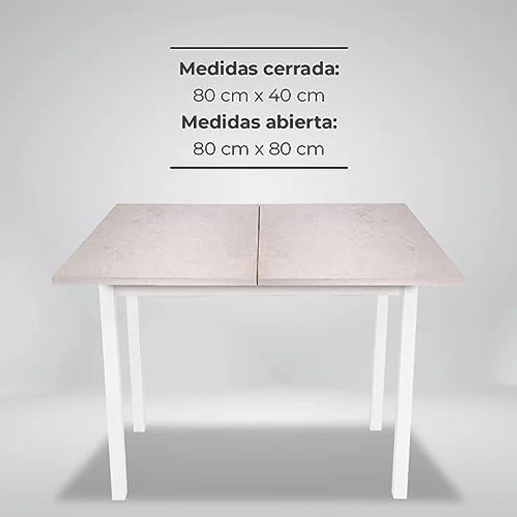 ASTIMESA Küchentisch im Buchstil ohne Schublade und Platte aus laminiertem Holz, Grau, 80 x 40 cm a 80 x 80 cm – Bild 8