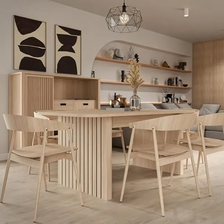 Forte JYTANA Esstisch 180, moderner Esszimmertisch, ausziehbar, Holzwerkstoff, Riva Eiche Holzdekor, 180 cm breit x 76,9 cm hoch x 90 cm tief