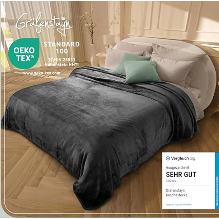 Wohndecke Cashmere-Feeling Kuscheldecke super weich & flauschig – Fleecedecke, Gräfenstayn, dicke & warme Sofadecke, Wohndecke & Tagesdecke - Überwurf Sofa, Couch – Bild 3