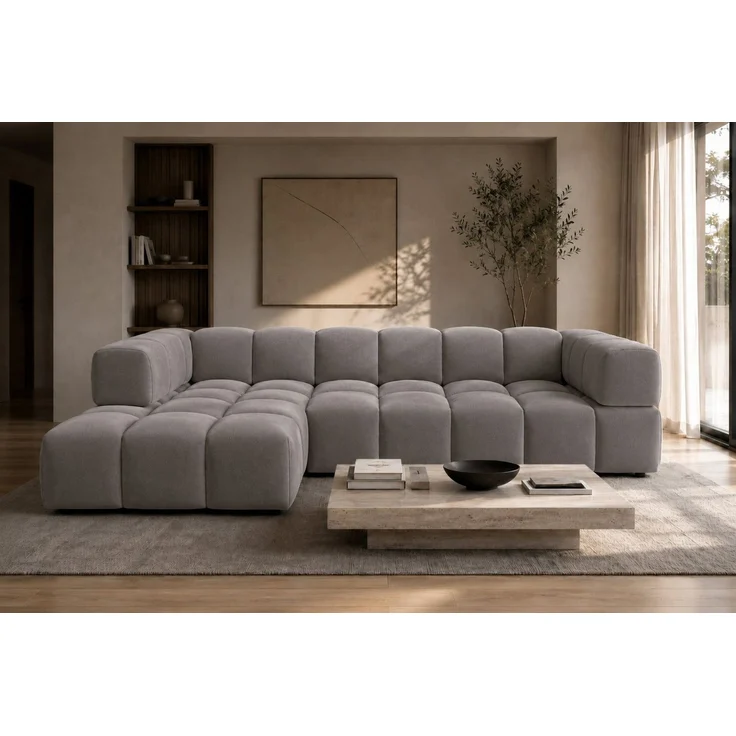 Kaiser Möbel Ecksofa L-Form im Veloursstoff Bluvel, AVERRO XL, Hochwertiger Veloursbezug,Modernes Design mit weichen Rundungen – Bild 1