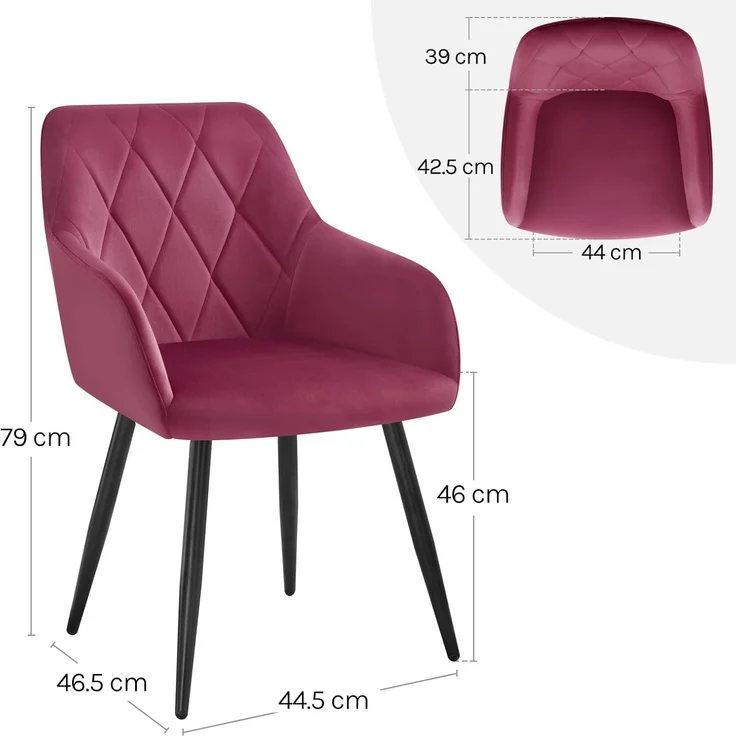Woltu Esszimmerstuhl (1 St), mit Samtbezug, Küchenstuhl, mit Metallbeinen – Bild 3