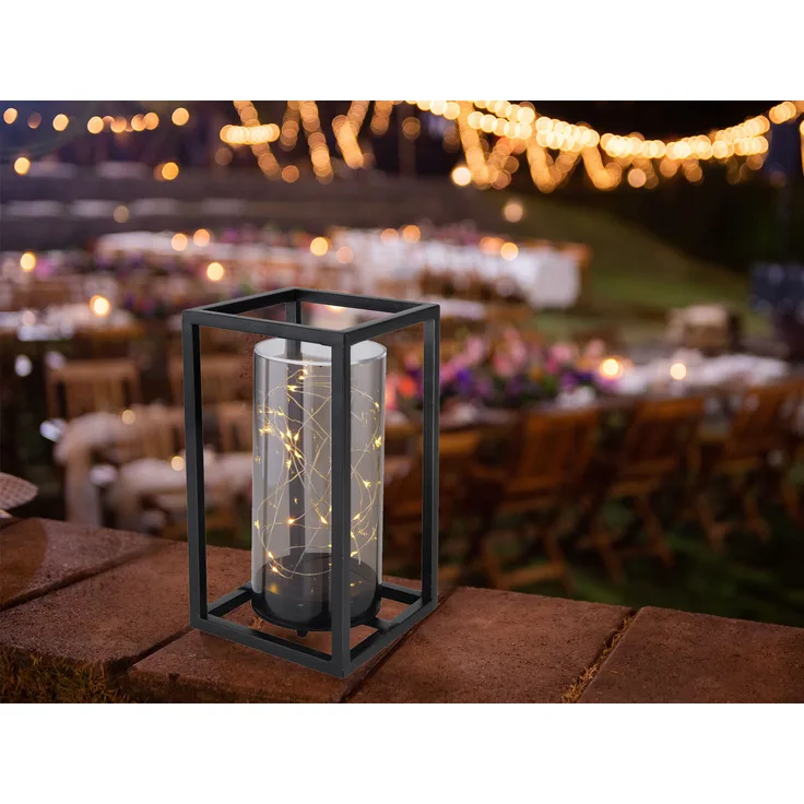 LED Solarleuchte, Gartendeko, schwarz, Lichterkette, H 25 cm