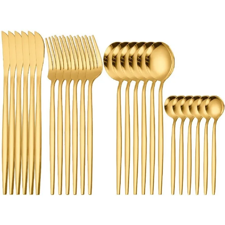 Cheffinger Premium Besteckset, 6 Personen 24-tlg, Edelstahl gold