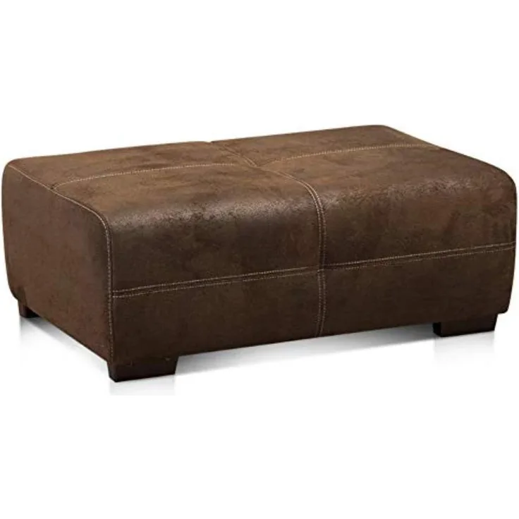 Cavadore 503 Polsterhocker Mavericco in Wildlederoptik / Sitzhocker / Sofahocker mit Steppung / Passend für Polsterserie Mavericco / Maße: 108 x 71 x 41 (B x H x T) / Farbe: Antik braun (Lederoptik)