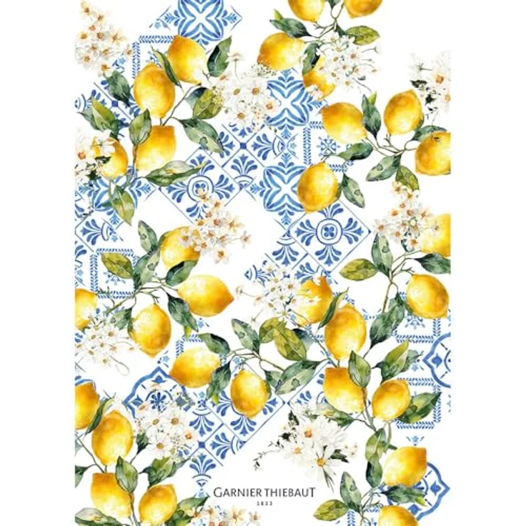 Garnier-Thiebaut Geschirrtuch Citrons Azulejos Bleu 50x70 Cm 50% Leinen/50% – Bild 2