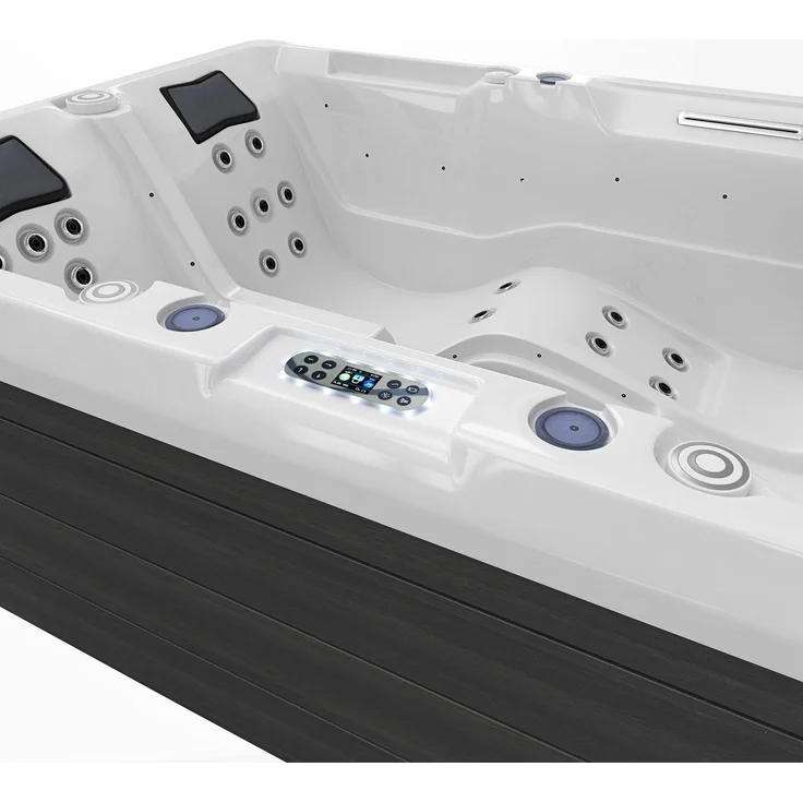 TroniTechnik Whirlpool Outdoor Whirlpool ELBA weiß, (3-tlg), mit integrierter LED Beleuchtung, Massagefunktion und Wasserspiel – Bild 5
