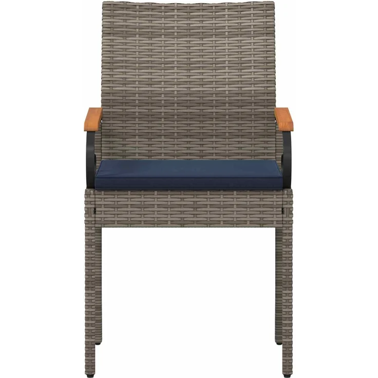vidaXL Gartenstühle 4 Stk. Grau und Marineblau Poly-Rattan und Akazie 42025888 – Bild 6