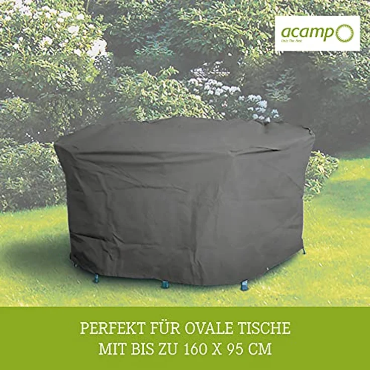 Beo Acamp Gartentisch Abdeckung für ovale Tische bis bis 160x95 cm | Reißfeste Gartenmöbel Abdeckung in Anthrazit | Schutzhülle Gartenmöbel Winterfest | Wasserdichte Abdeckplane Gartenmöbel – Bild 7